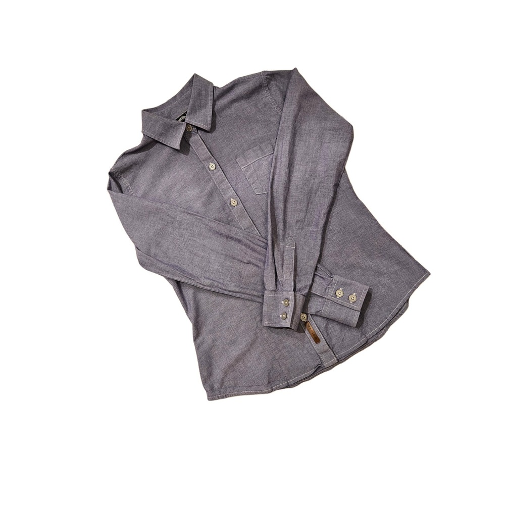 GoLite Womens Small Blue Chambray Button Down Shirt 100% Cotton Long Sleeve Top